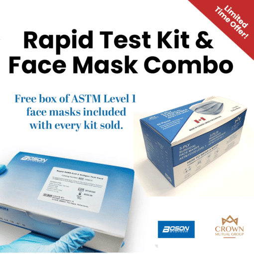 Rapid SARS-CoV-2 Antigen Test Kits & Face Masks Combo